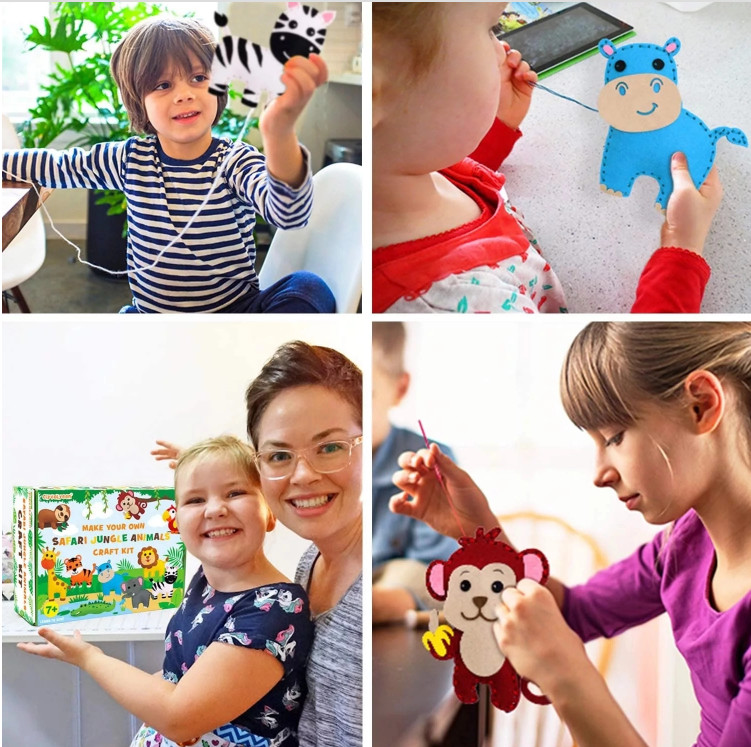 Felt Nonwoven Cloth Sewing with Safe Plastic Niddles for Kids Children Creative DIY handcraft Animals Bags OEM ODM