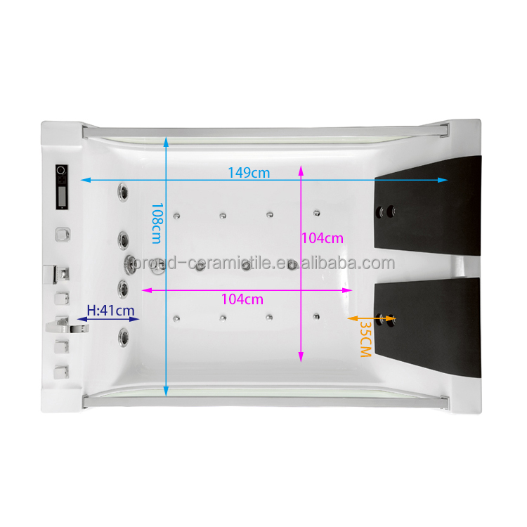 70 Inch 2 Person Corner Whirlpool Bathtub Freestanding With Shower Luxury