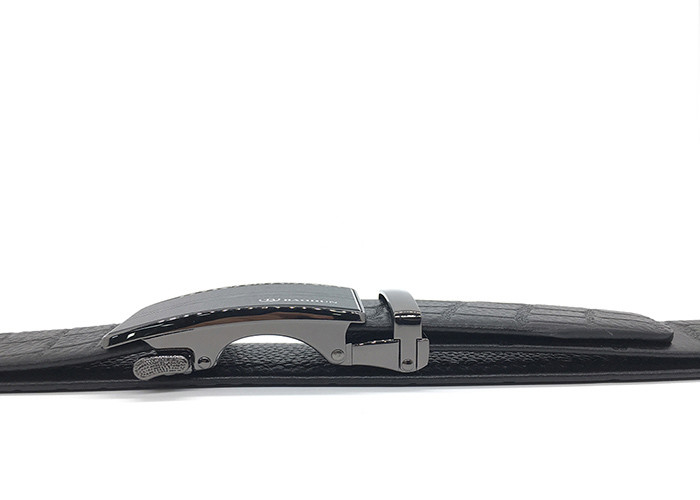 3.5cm Men Leather Ratchet Dress Belt With Automatic Click Slide Buckle