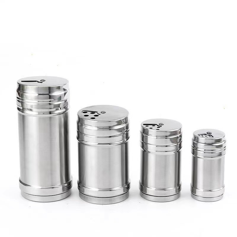 Stainless Steel Household BBQ Seasoning Jar With Rotating Cover