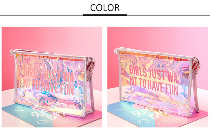 Personalized Holographic Travel Zipper PVC Cosmetic Bag
