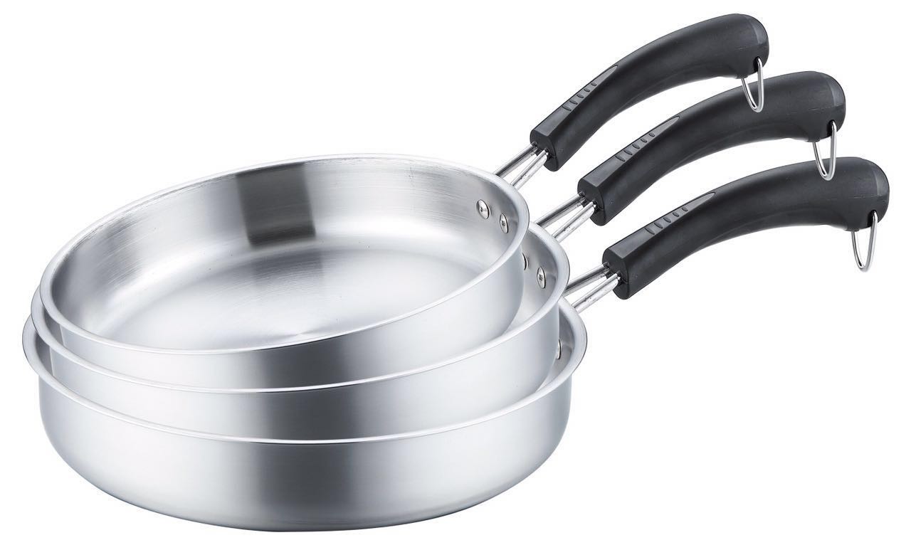 3pcs fry pan set & frying pan non-stick&20cm to 28cm & fry pan stainless steel wtih red color