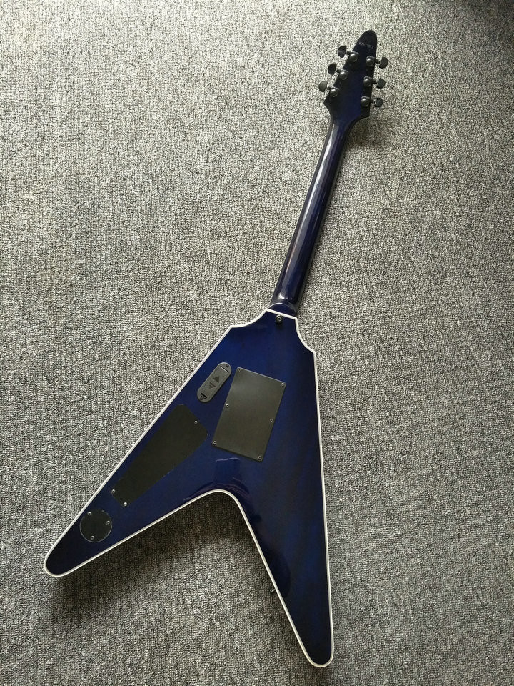 2017 custom kinds colors alien flying v guitar free shipping blueburst color ebony fretboard flying v electric guitar