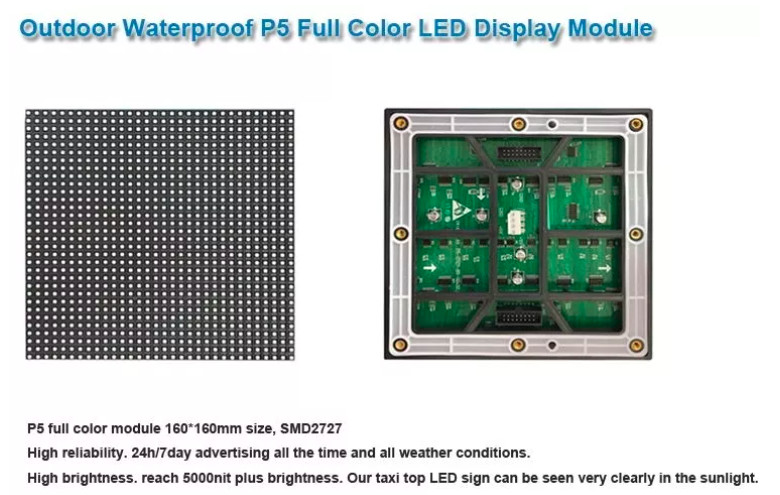 Remote Control Double Sided Fullcolor Sign Taxi Top Led Screen Advertising Waterproof