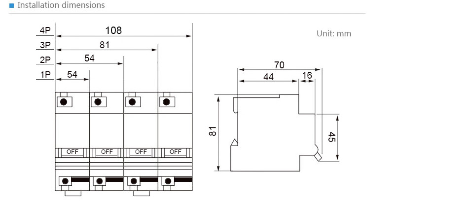 NC-125 DC Type 10KA Miniature Circuit Breaker 2P 125A Din Installation Anti Impact