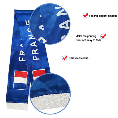 Oem Factory Manufacturer Custom Logo National Soccer Scarf Qatar Espana Brazil Portugal France