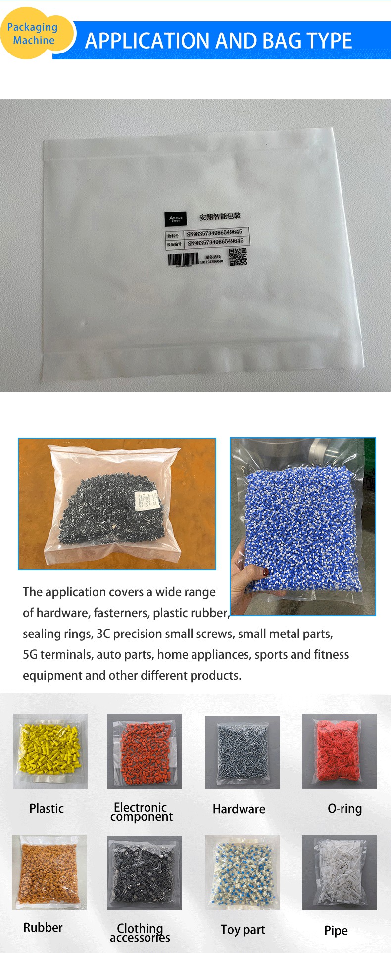 Intelligent PE Film Weighpack Machine For Hardware Screw Fastener Nails Nut