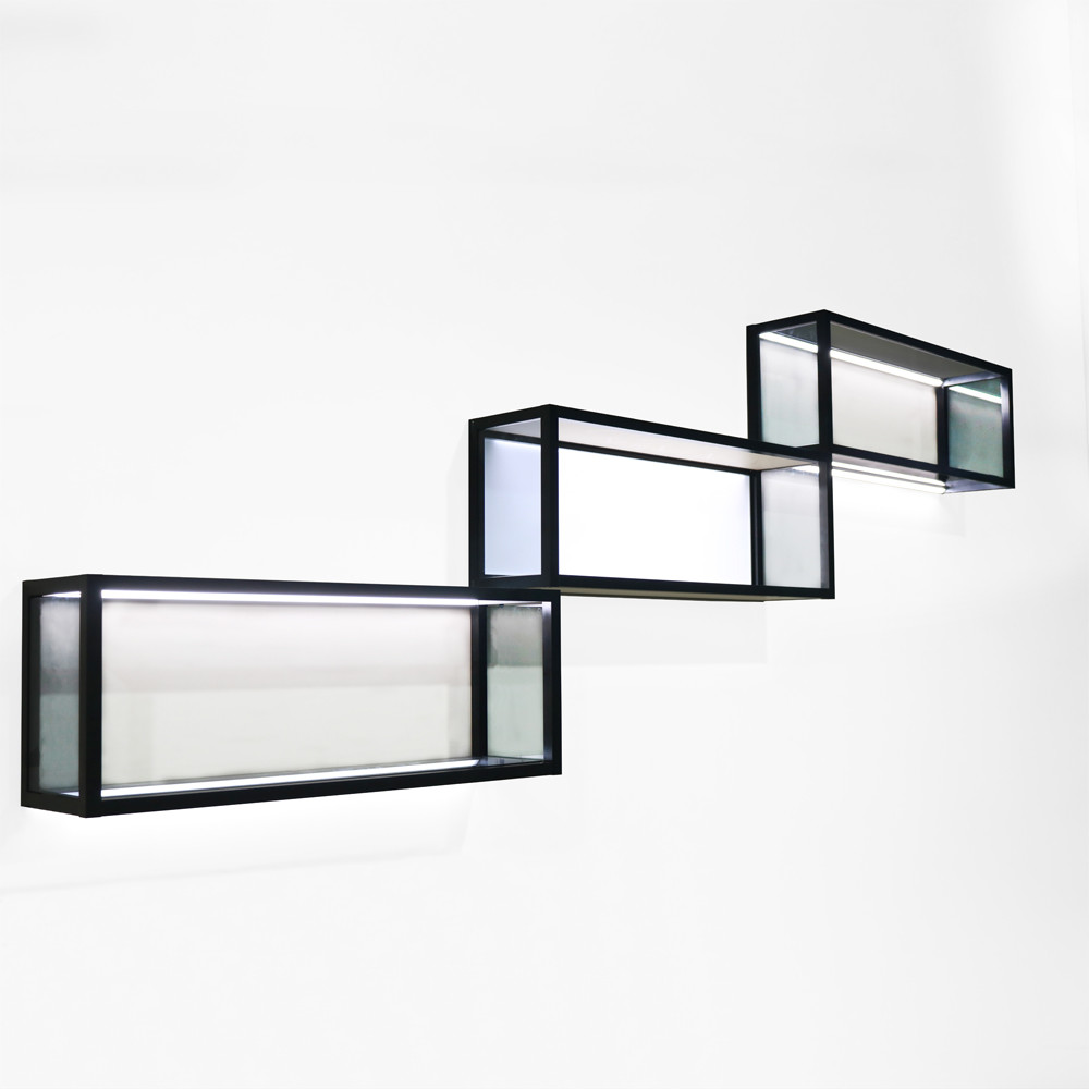 Floating Simple Wall Shelf Aluminum Structural Frame For Living Room