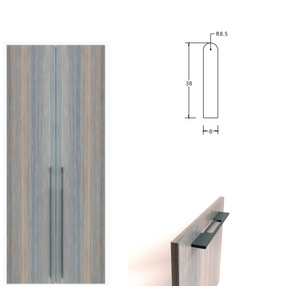 800mm Golden Aluminum Cabinet Long Handles For Wardrobe