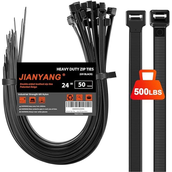 12.7mm Width Nylon Cable Wire Ties Black 70lbs Tensile Strength Heat Resistant Plastic Tie Wraps