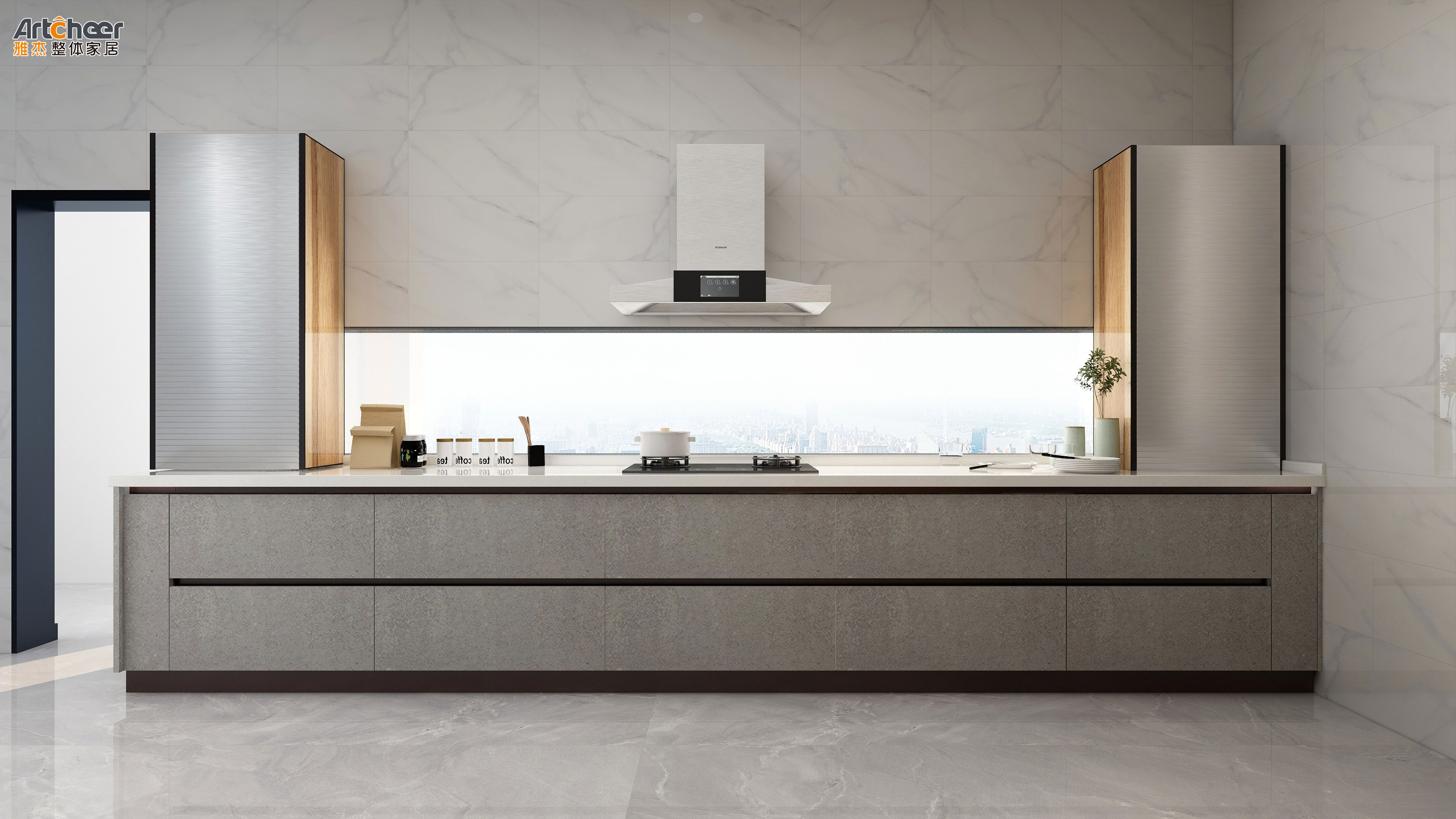 Complete Set of Ready-to-Assemble Modern Style Kitchen Cabinets for Home Improvement