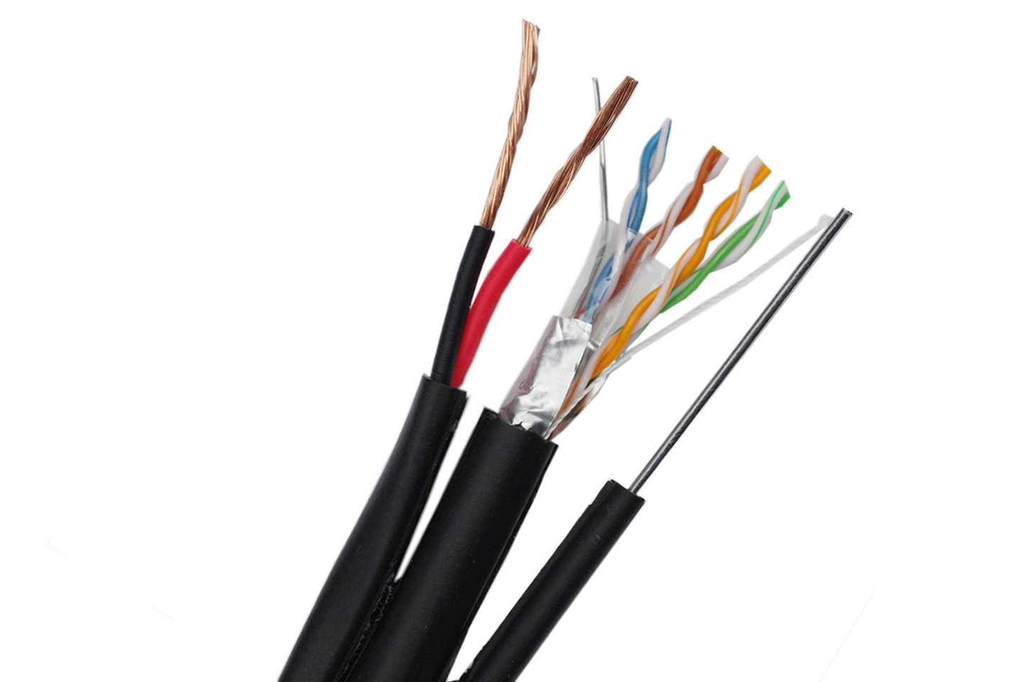 FTP CAT5E Siamese IP Camera Cable 24 AWG Bare Copper with Zinned Steel Messenger