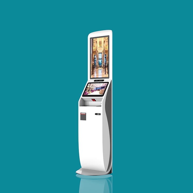 Double Screen Hotel Check In Kiosk Printer Machine Self Check In Airport