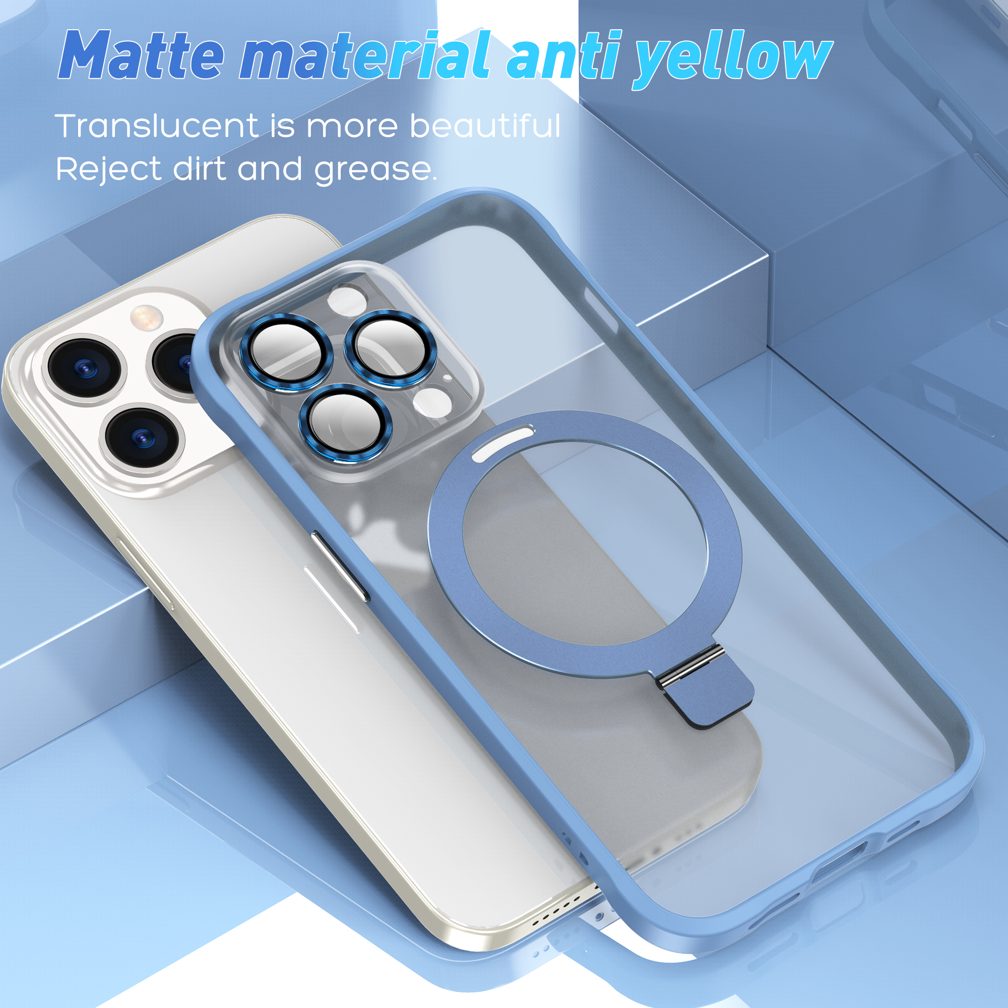 Matt Skin Full Lens Cover Anti Slip Magnetic Wireless Charger Phone Case for iPhone 14 Pro 14 Pro Max Kick Stand and Shockproof