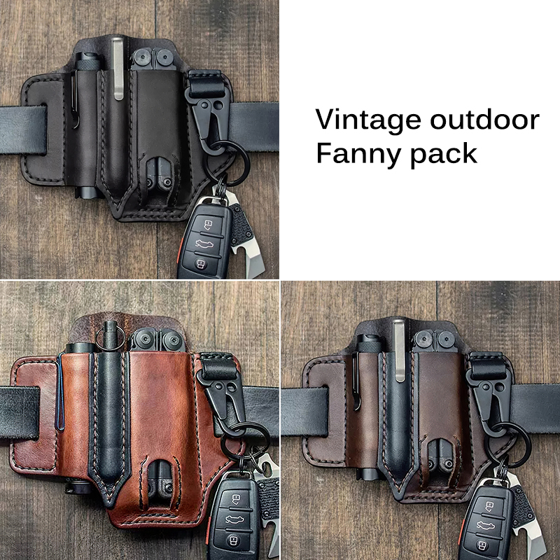 Wholesale Tactical Multi Tool Belt Leather Bag Holster Outdoor Camping Hunting Waist Leather Pocket