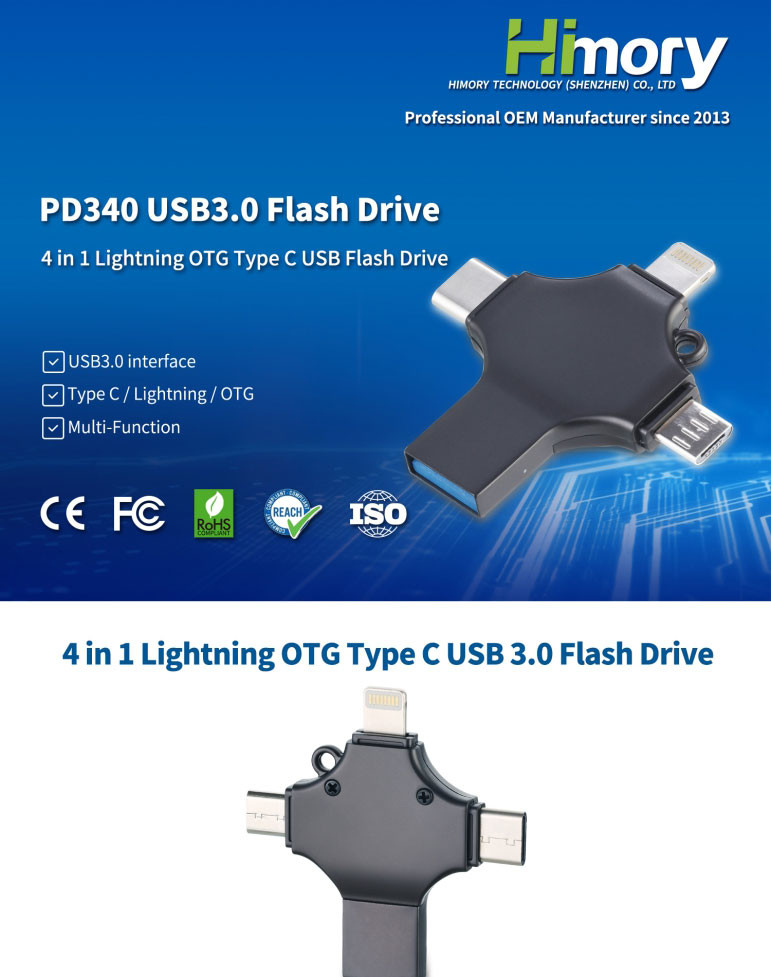 4 In 1 Type C OTG USB Flash Drive 16gb 32gb 64gb For IPhone Android PC