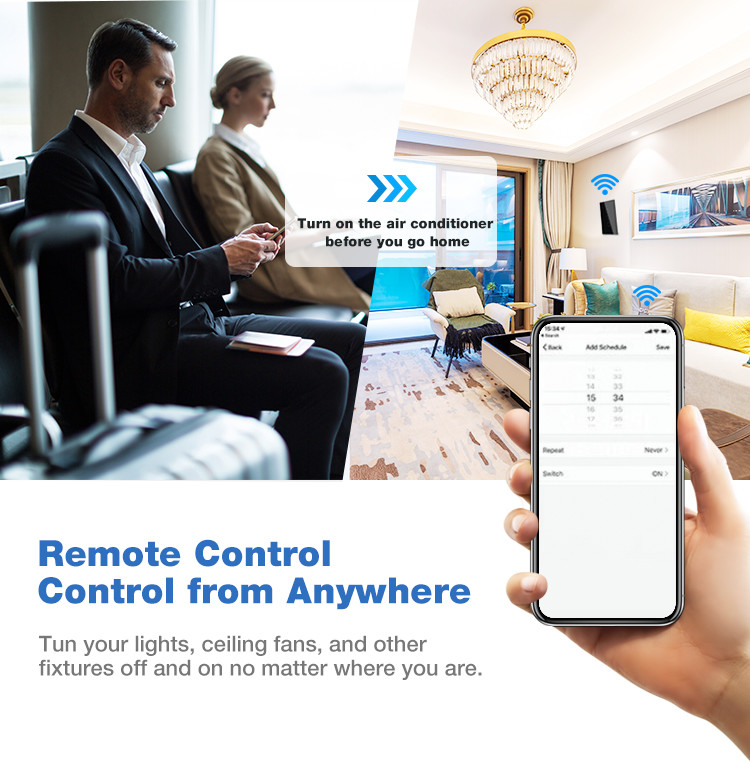 US Standard Dustproof and Waterproof 1gang White Black Wifi touch Switch for Smart Home Automation