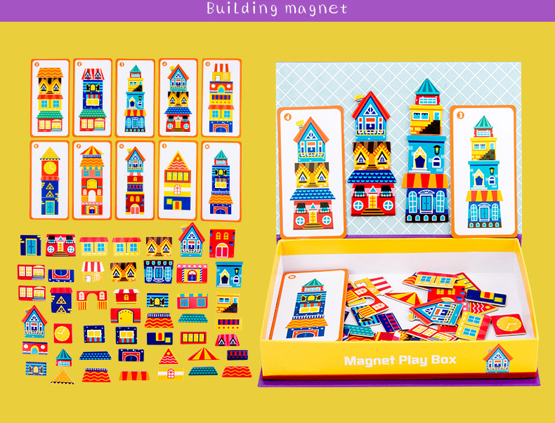 Preschool Magnetic Jigsaw Puzzle Magnet Play Box Building Blocks