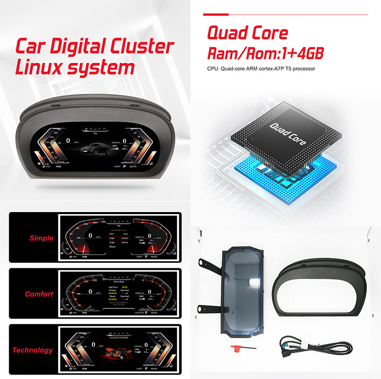 Digital Dash Cluster For BMW E90 Car LCD Instrument Easy Installation With 12.3inch IPS Screen Display