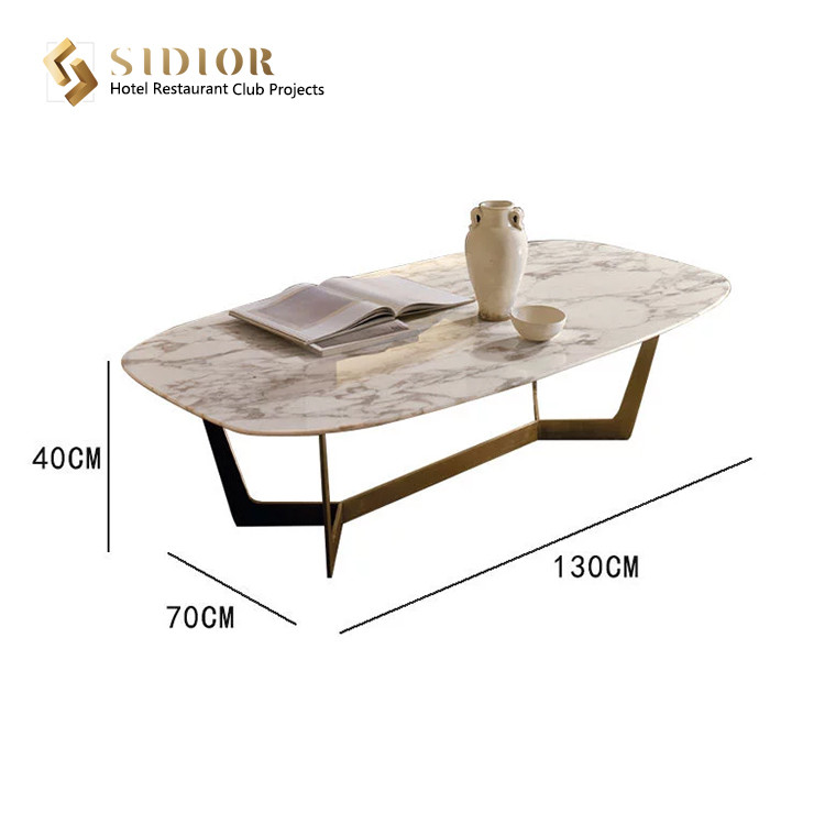 Restaurant Coffee Table, Corner Table, Center Table, Tea Table, Natural Marble Top, Stainless Steel Base