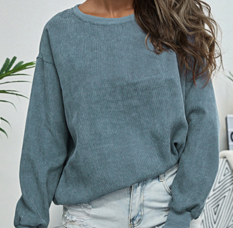 Casual Printed Crew Neck Sweatshirts Embroidered Women Pullover Sweatshirt