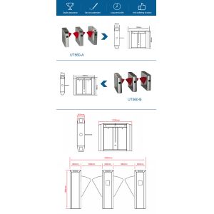 Automatic Pedestrian Entrance Access Control UT560-B Brushless Flap Turnstile