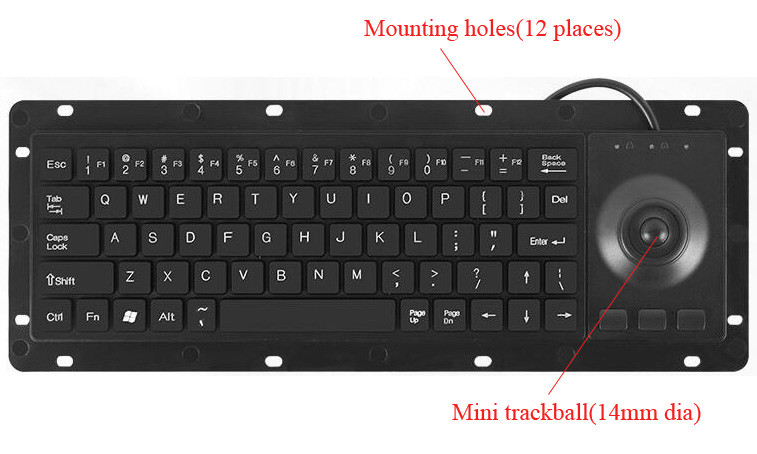Industrial Computer Keyboard Custom Dust-Proof Black Plastic Keyboard with USB or PS2 Interface and Custom Layout Available