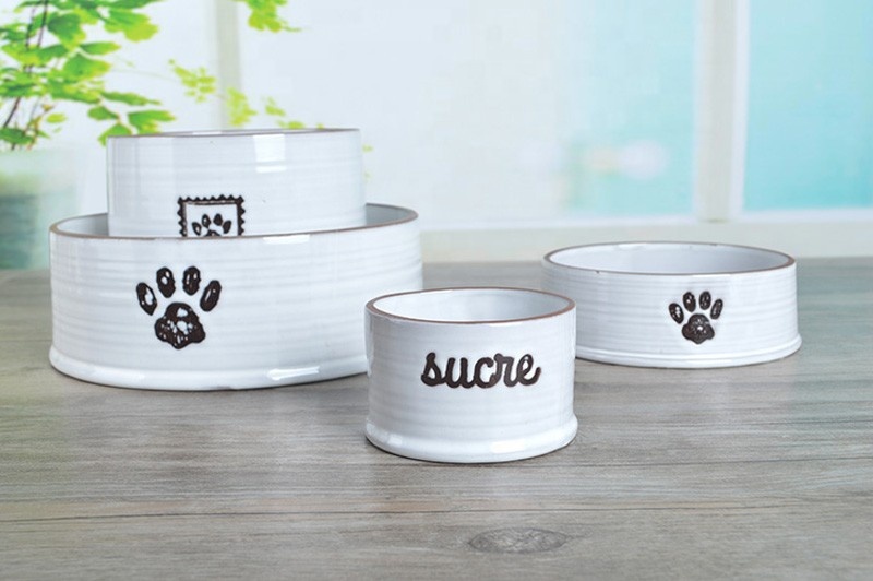 Sustainable Personalised Ceramic Dog Bowls Round Shape With Stand
