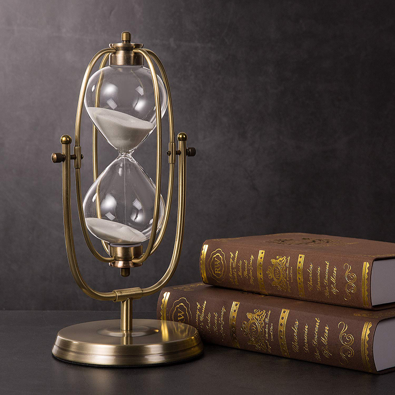 Metal Alloy / Brass Vintage Hourglass 15 Min - 60 Min With Antique Painting