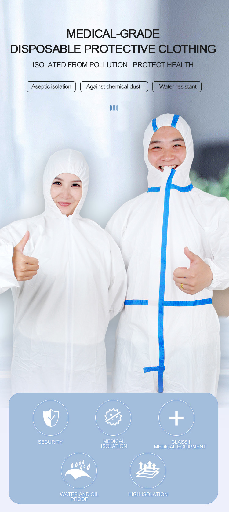 Ppe Medical Isolation Gown S-4XL Size For Work Protection