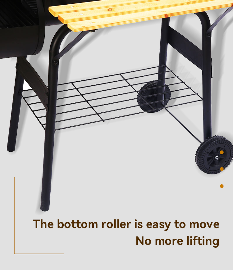 Chrome Plated Customizable Trolley Double Oven Drawer Charcoal Pellet Rotisserie BBQ Grill