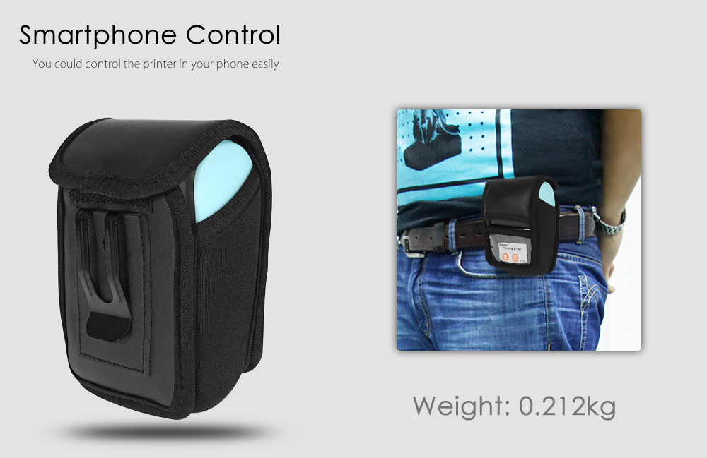 Black Color Portable Bluetooth Printer 58mm Wireless Receipt Machine With Leather Case