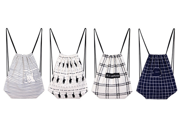 Dual-use travel backpack bag drawstring student creative printing cloth bag