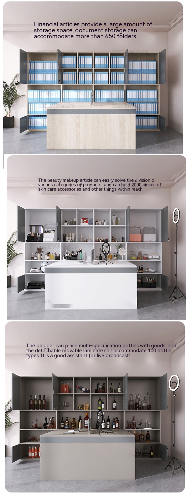 Double Seat Cabinet Screen Workstation Computer Desk Modernity Style for Finance Room