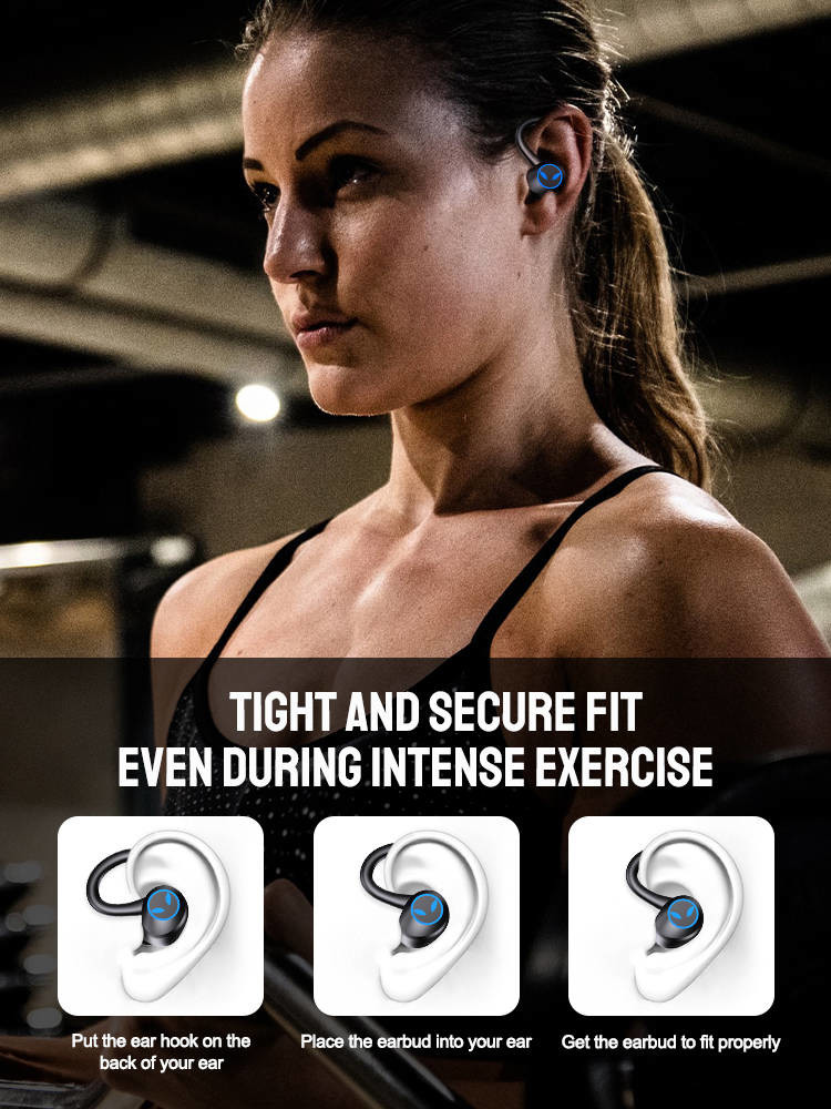 HIFI Lossless Sound Wireless Waterproof Earbuds With Ear Hooks 10mm Speaker
