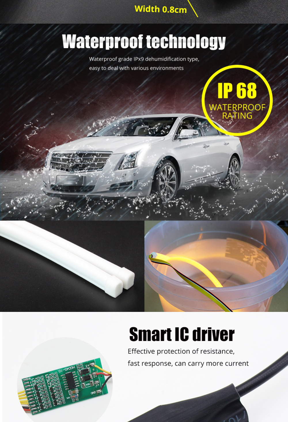 Soft Sequential Vehicle DRL 12v Led Daytime Running Lights 6500K 10W