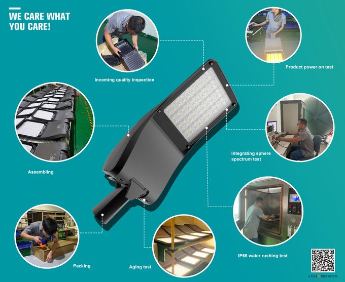 Tempered Glass cover LED Street lights Meanwell Driver 50000 Hrs Lifespan 7