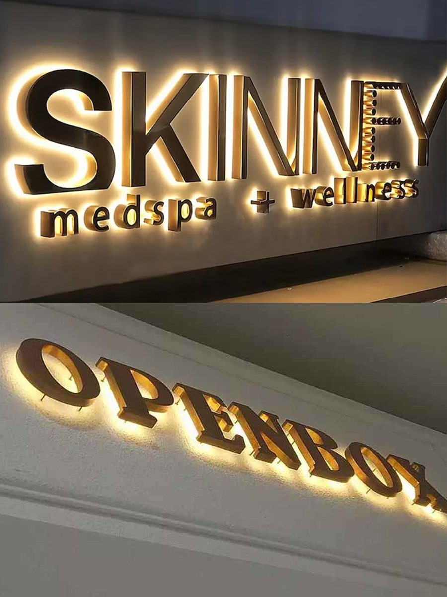 Customized Vintage Metal Backlit Signage Letters LED 3D Illuminated Signs for Advertisin