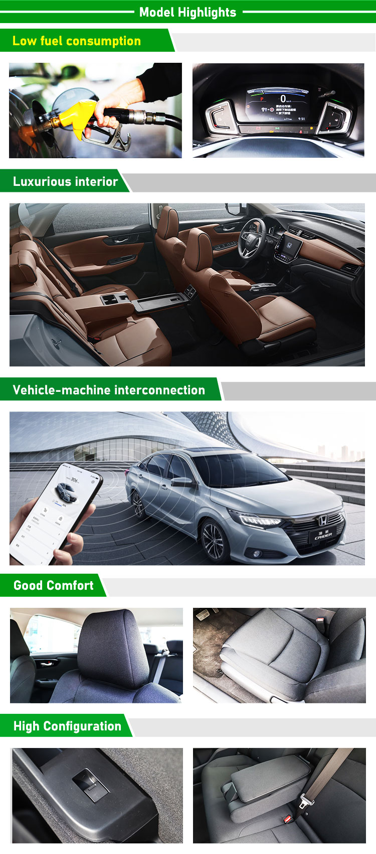 Left-hand Hon-da CRIDER Lingpai 2024 Cars Hon-da Design 150ps Camera Electric 12 Leather Turbo Dark Sunroof Leather Seats