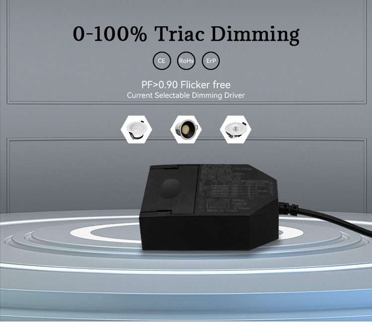 Flicker Free 0-100% Triac Dimming LED Driver Current Selectable