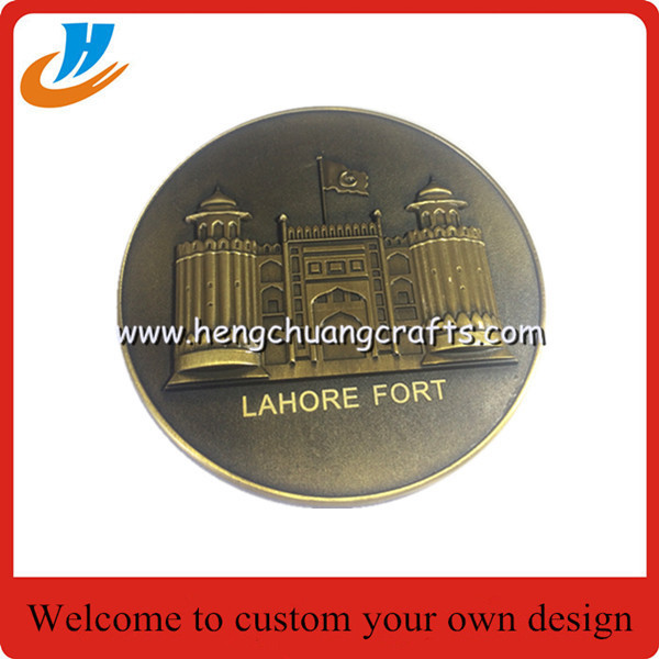 High quality 3D zinc alloy metal souvenir coins antique brass plated challenge coin
