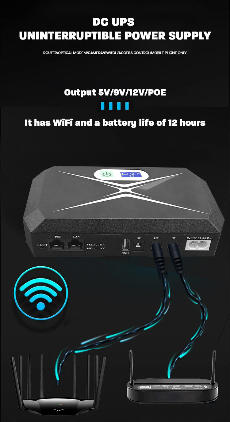 Portable Power Supply Mini UPS For Wifi Router 18w For Modem Cctv Camera 10400mah 2000mah