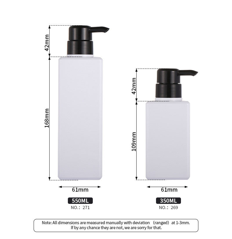 Empty Cosmetic Lotion Bottle 200ml Square Shape 61mm Width With 42mm Pump