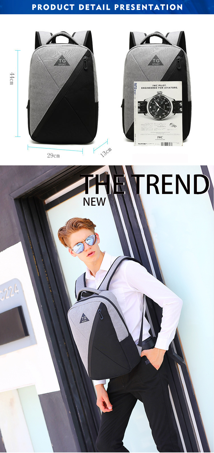 Zipper Closure 16.5 Litre Waterproof Backpack With USB Charger