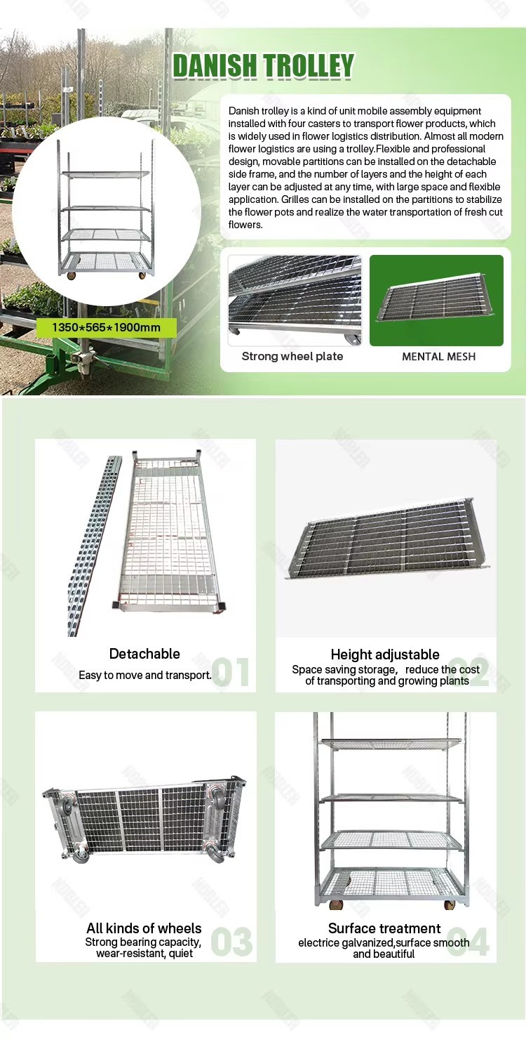 Hot Galvanized Metal Farmers Dutch Flower Trolley For Display