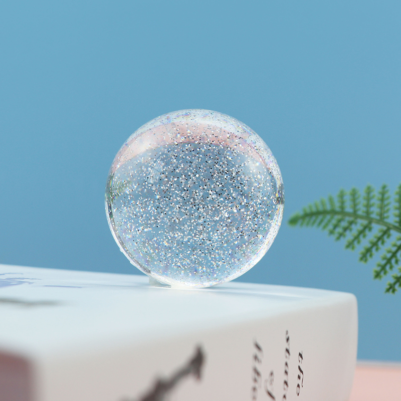 Customized Clear Glitter Ball Shiny Arylic Ball Glitter Powder Resin ball