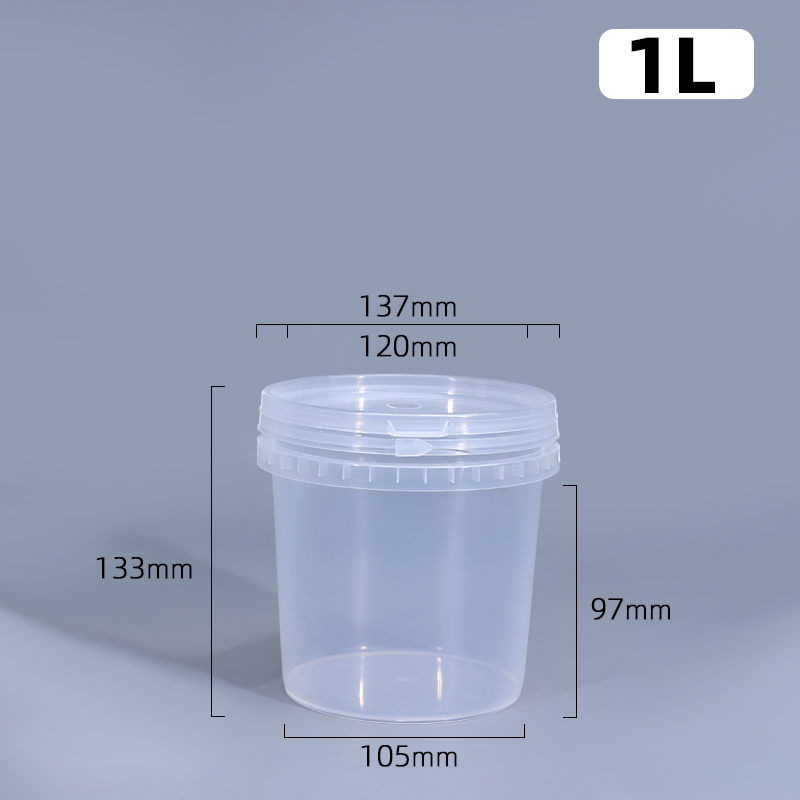 Direct Round 1L Food Grade Clear Gallon Bucket for Snack Fruit Beverage Milk Tea Storage