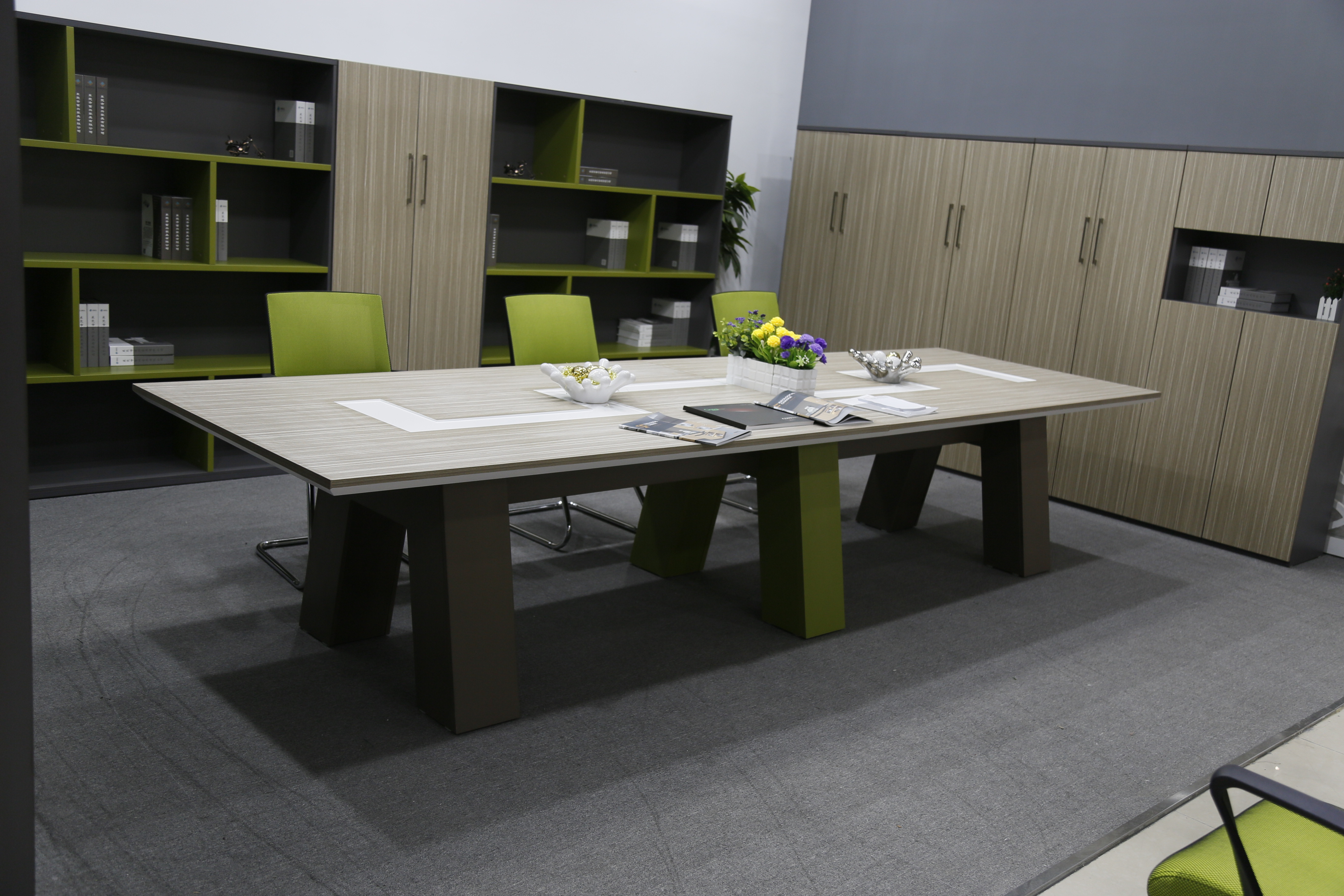 Waterproof Melamine Office Desk , 3.8 Meter Large Size Conference Meeting Table