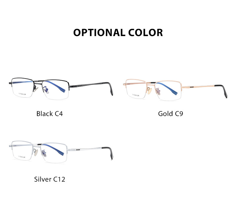 Optical Titanium Metal Glasses Flexible , Men Women Half Rim Glasses