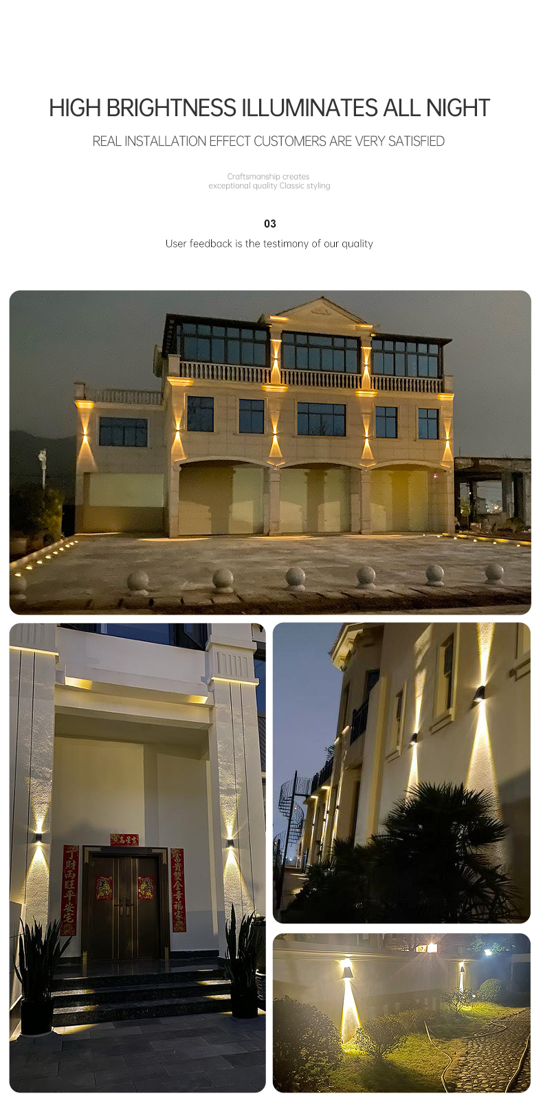70LM LED Up And Down Solar Lights Outside Solar Wall Lamp For Stair Courtyard Hotel